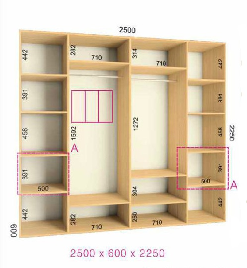 Шкафы-купе 250*60*225 Феникс ультра